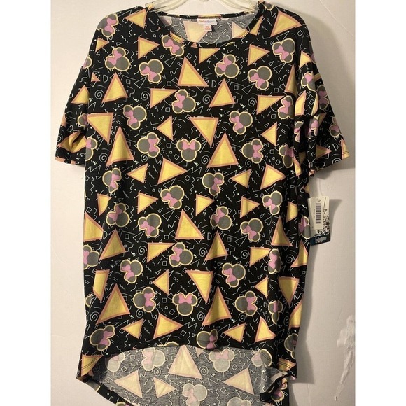 Lularoe Disney Irma Tunic Top Shirt Size XS Minnie Mouse Black Pink Bow Oversize - Picture 3 of 9